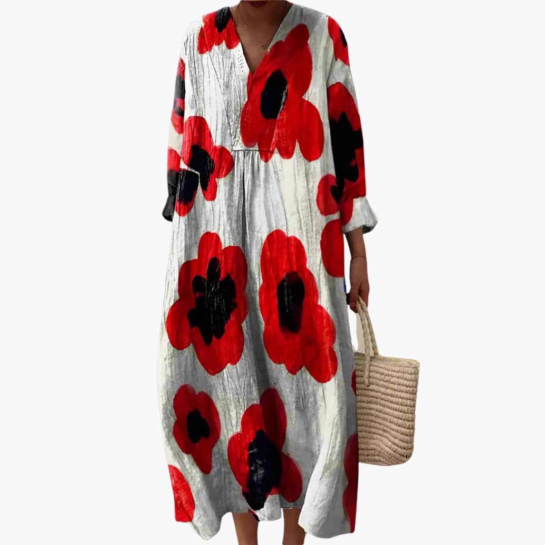 Women’s long sleeve floral midi dress for all seasons