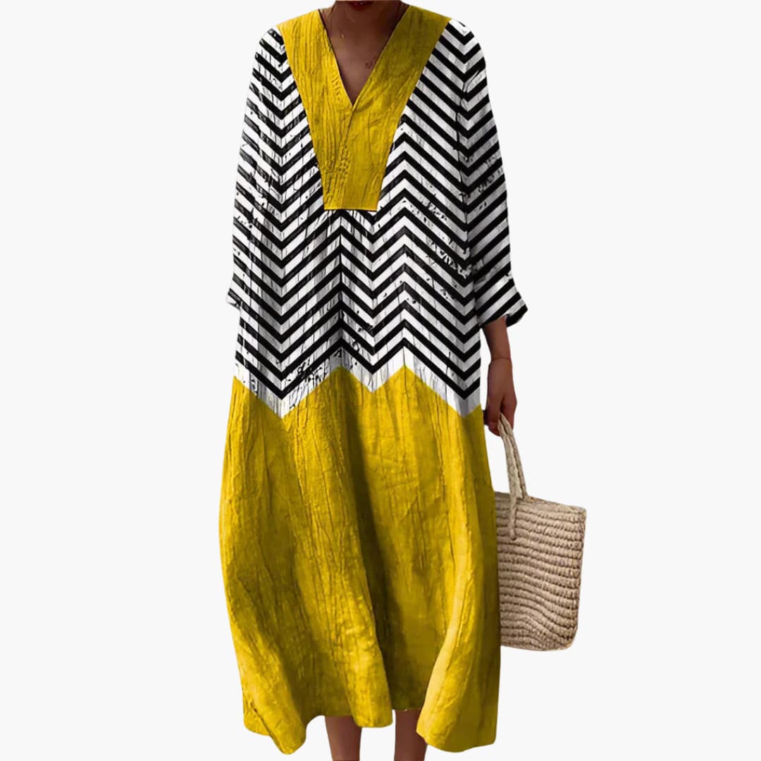 Women’s MIdi dress with long sleeves and geometric pattern