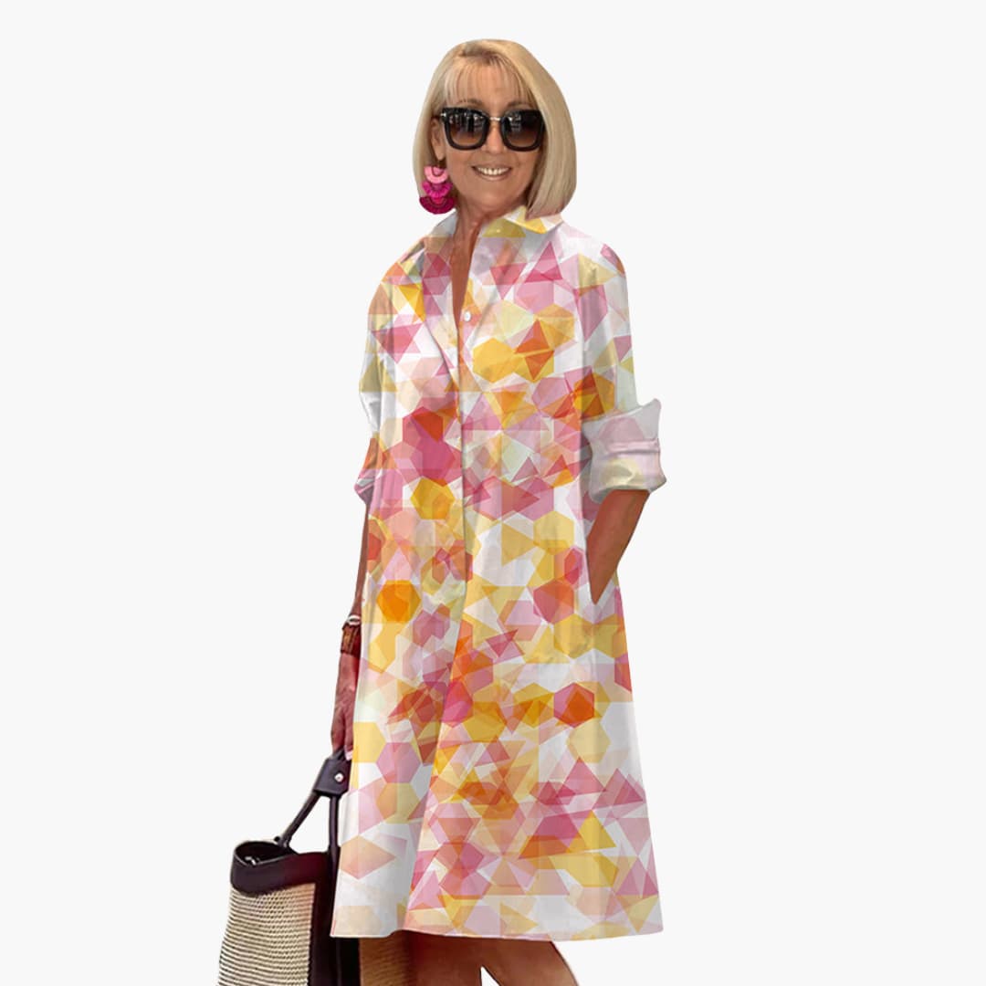 Women’s boho midi dress with pockets and long sleeves