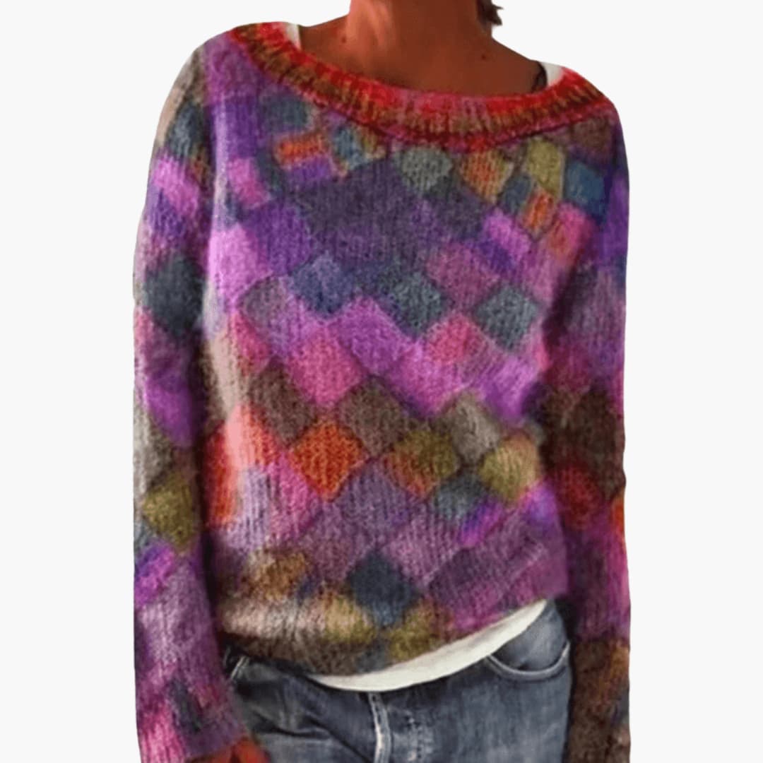Colorful Knitted Sweater - Cozy, Stylish & Warm for Women