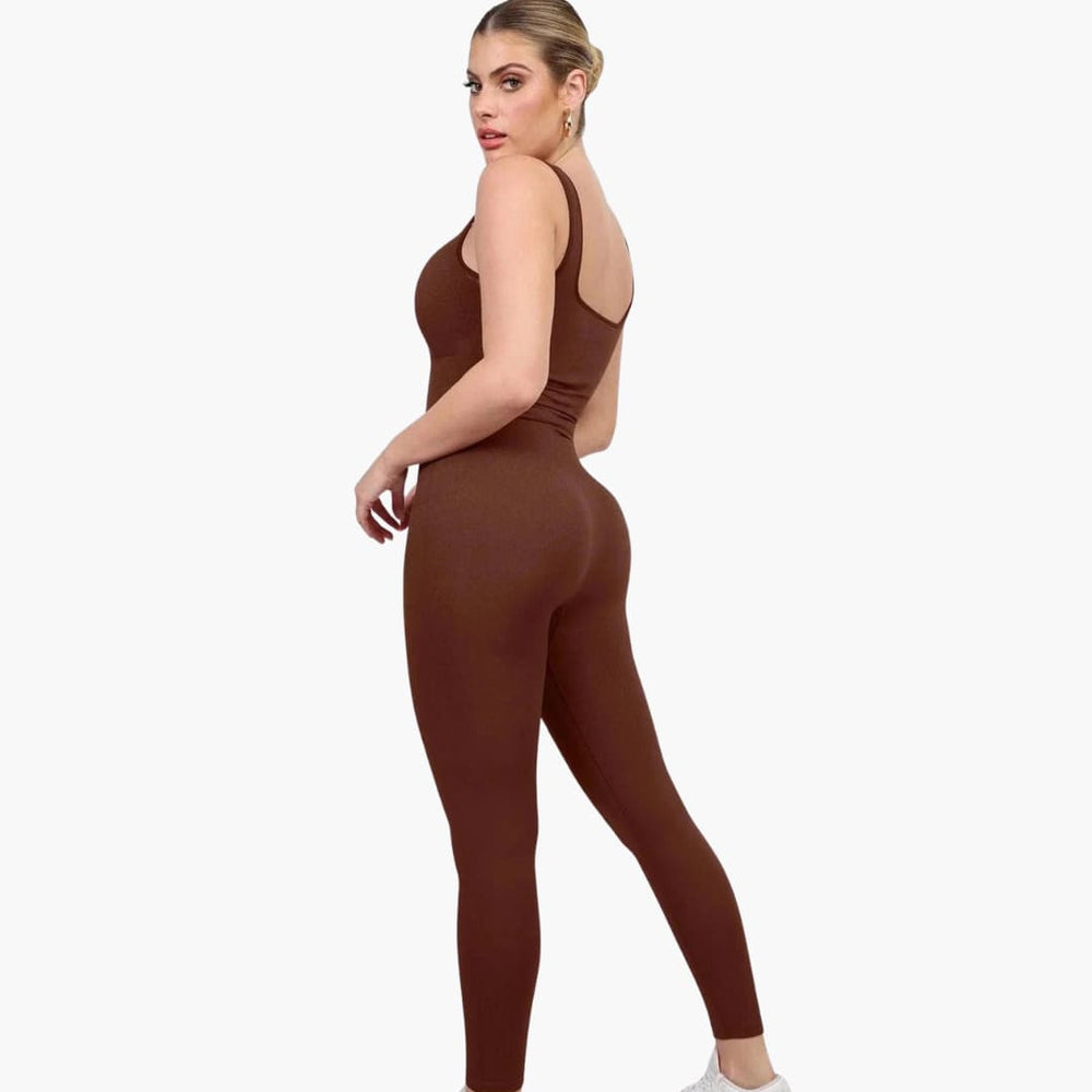 Women's full-length sleeveless jumpsuit with compression support