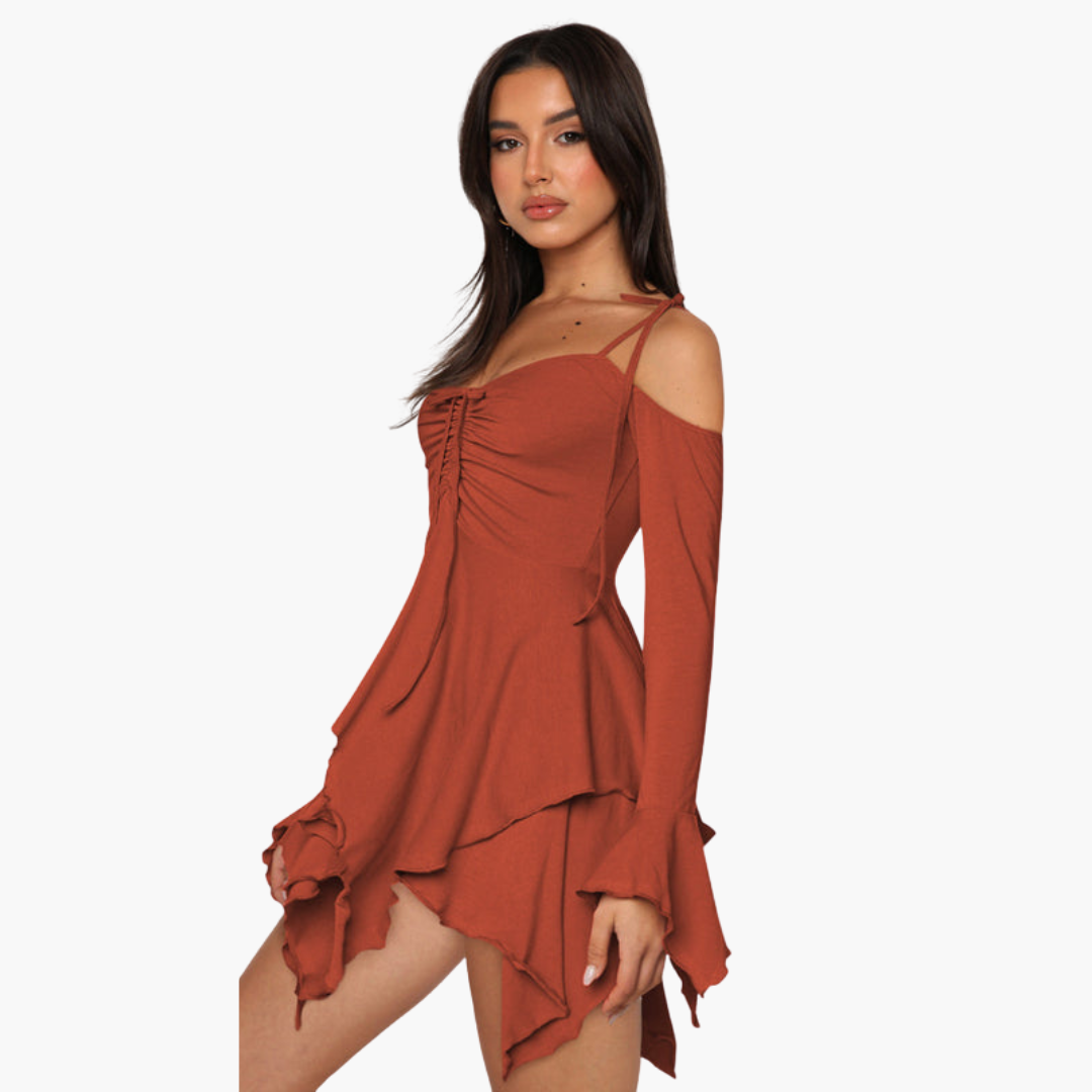 Off-Shoulder Layered Mini Dress - for Women Summer Chic