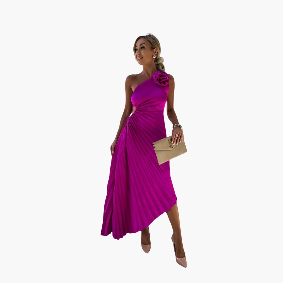 Romantic 3D Floral Midi Dress - Women's Summer Occasionwear