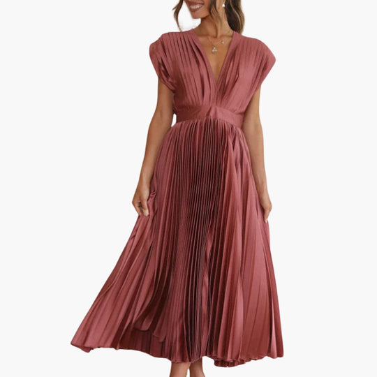 Elegant V-Neck Midi Dress - Perfect for Evening Events
