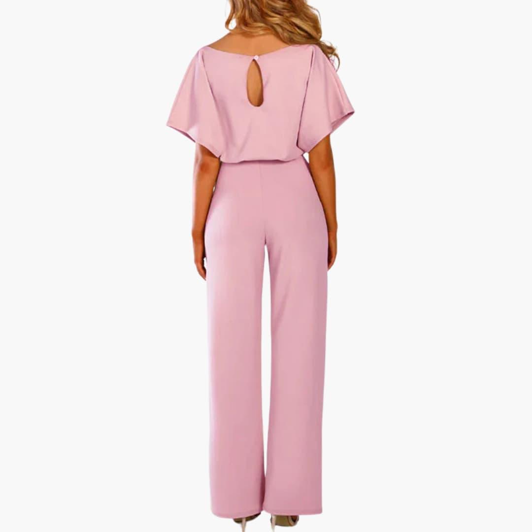 Elegant Wide-Leg Jumpsuit – Women's Belted Formal Wear