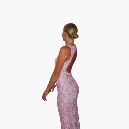 Lace Maxi Dress - Women's Elegant Evening Gown with Detail