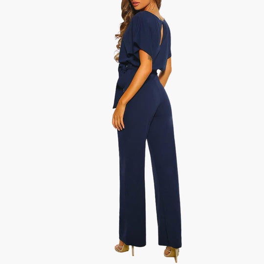 Elegant Wide-Leg Jumpsuit – Women's Belted Formal Wear