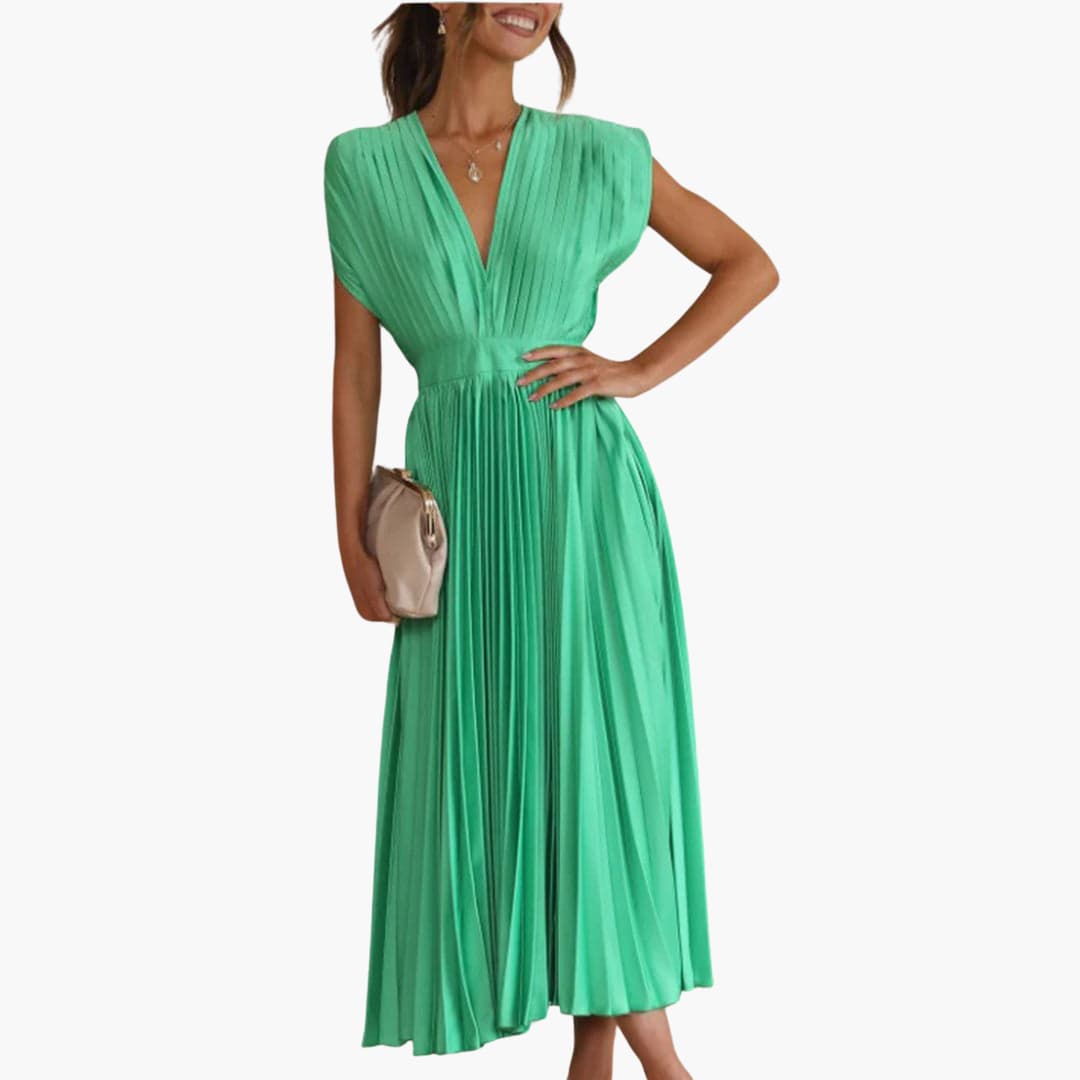 Elegant V-Neck Midi Dress - Perfect for Evening Events