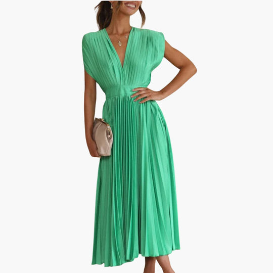 Elegant V-Neck Midi Dress - Perfect for Evening Events