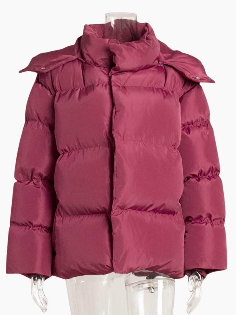 Oversized Puffer Jacket with Hood - Women's Winter Warmth