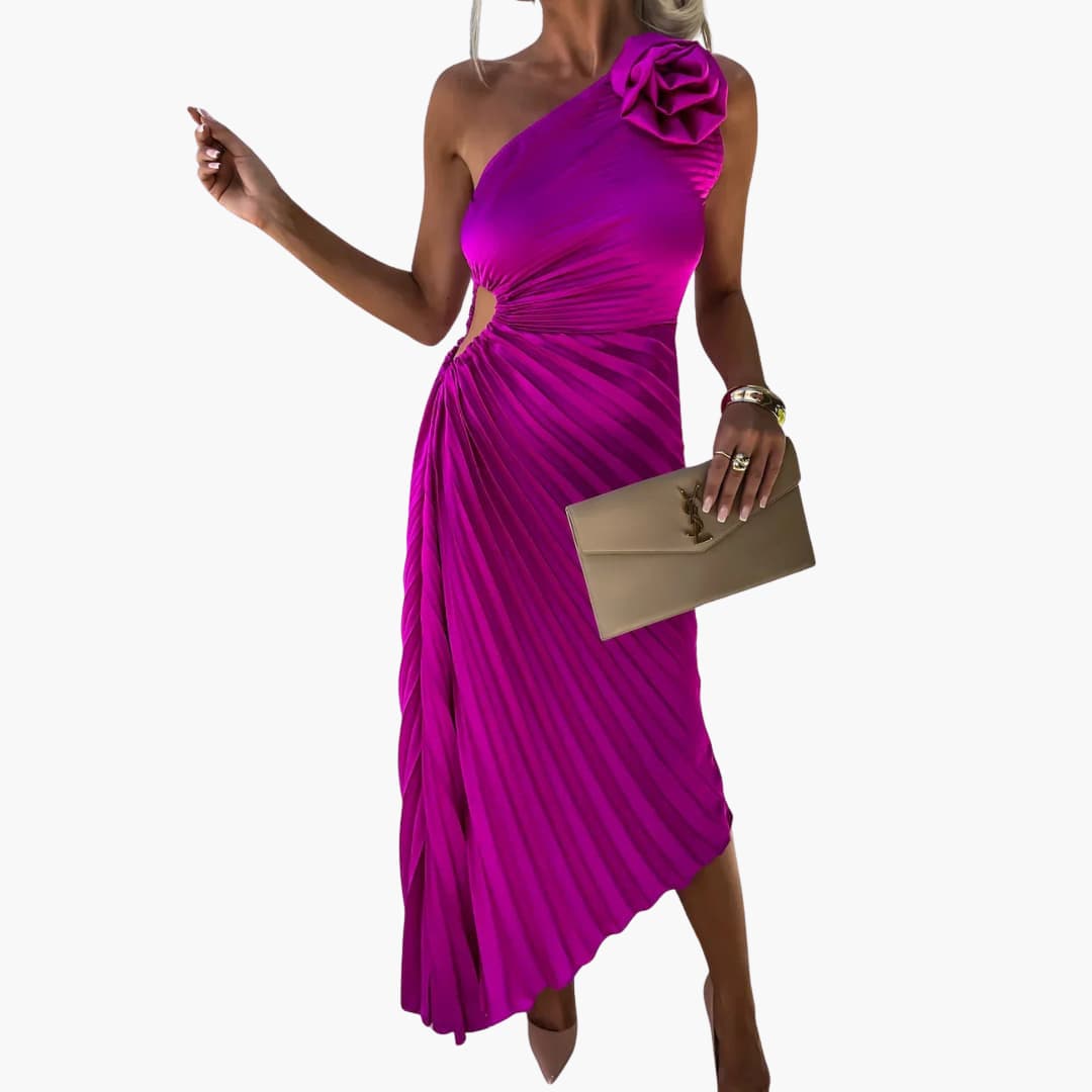 Romantic 3D Floral Midi Dress - Women's Summer Occasionwear