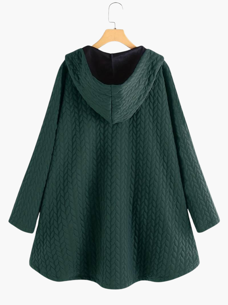 Elegant Hooded Winter Coat for Women - Long & Button-Up