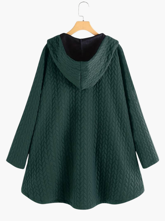 Elegant Hooded Winter Coat for Women - Long & Button-Up