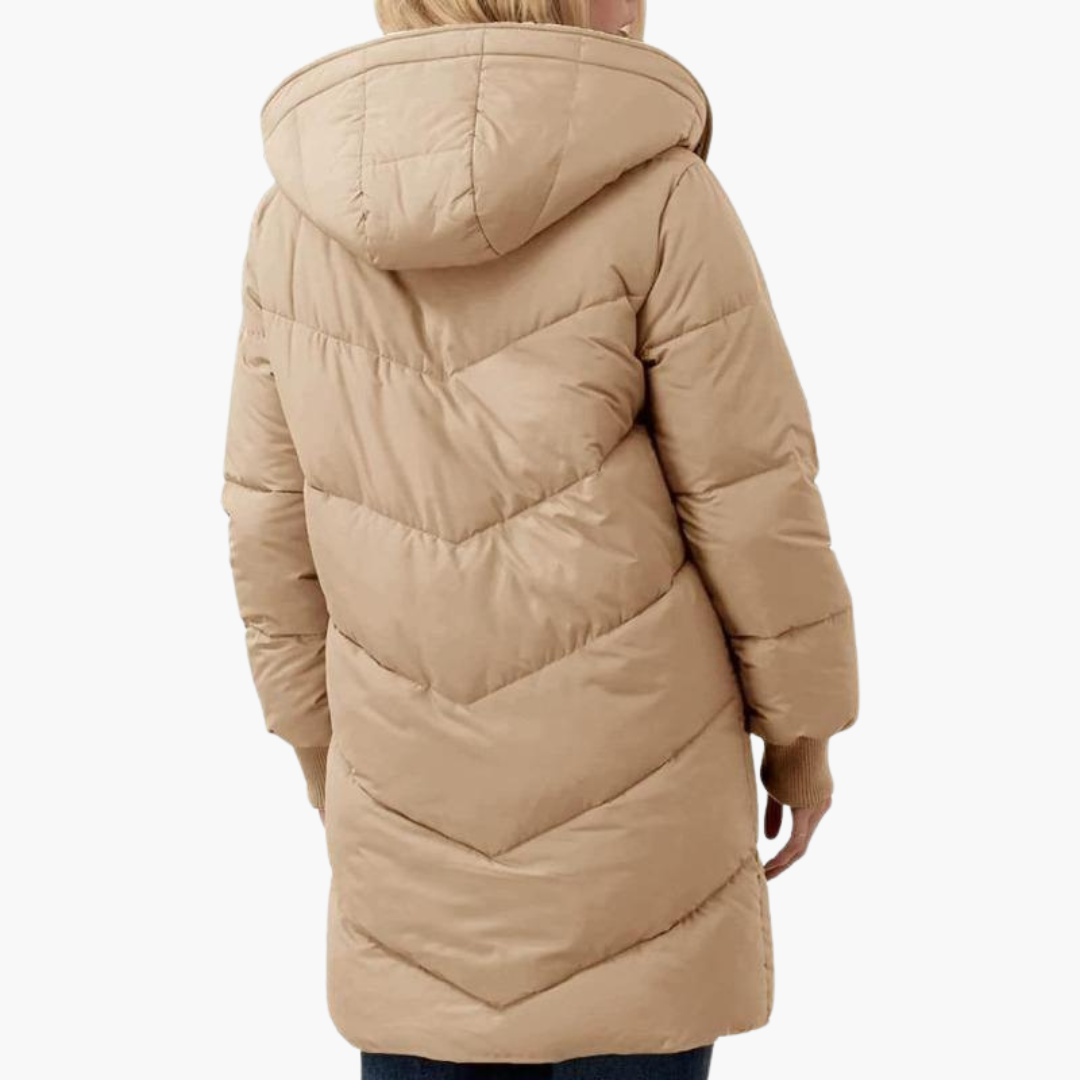 Hooded Puffer Coat - Women's Fleece Lined Winter Jacket