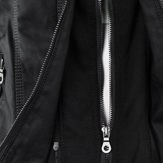 Zip-Up Jacket - Lightweight Faux Leather Fit for Women