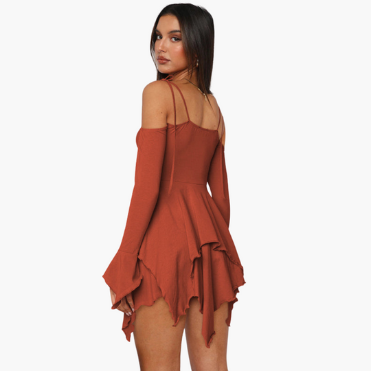 Off-Shoulder Layered Mini Dress - for Women Summer Chic