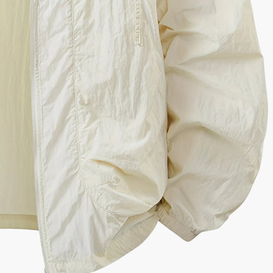 Unisex windbreaker jacket with hood and zip pockets for outdoors