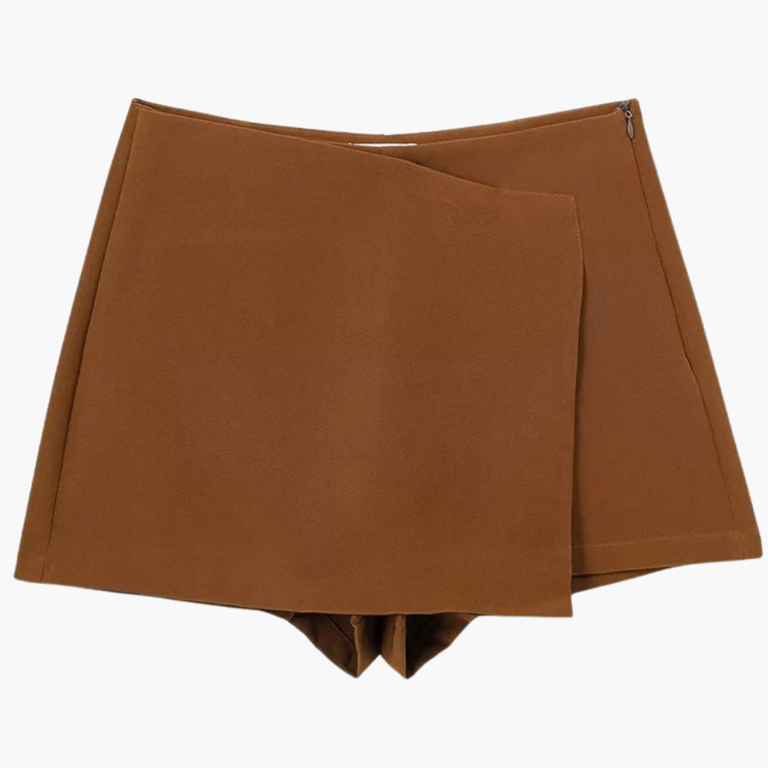 Women's summer skort with pleats and built-in shorts