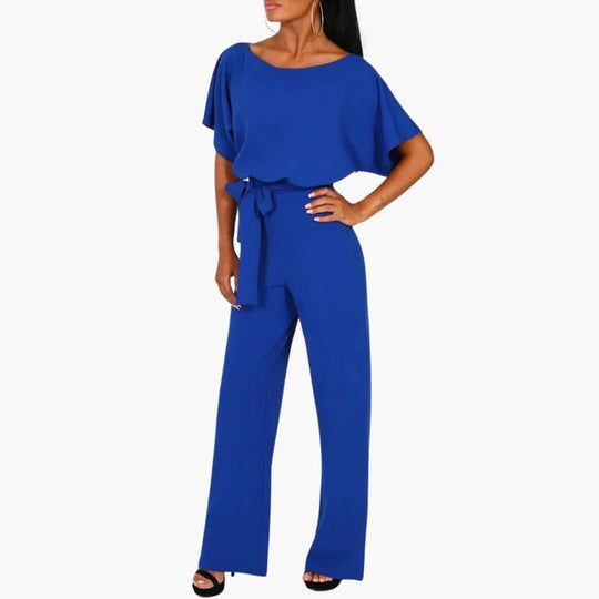 Elegant Wide-Leg Jumpsuit – Women's Belted Formal Wear
