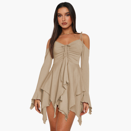 Off-the-Shoulder Layered Mini Dress for Women - Trendy Summer Style