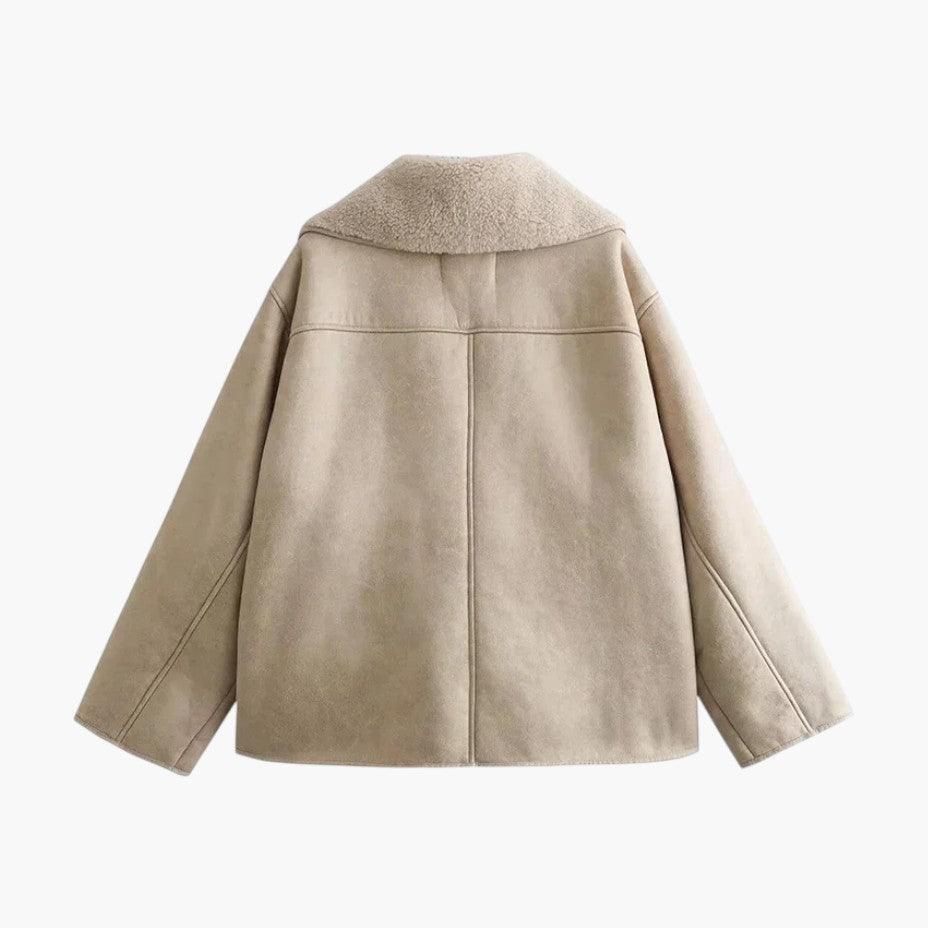 Faux Suede Shearling Jacket – Women's Vintage Warm Coat
