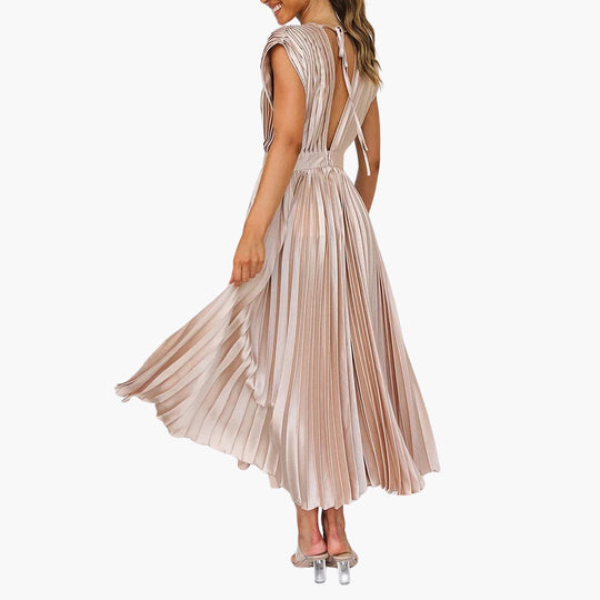 Elegant V-Neck Midi Dress - Perfect for Evening Events