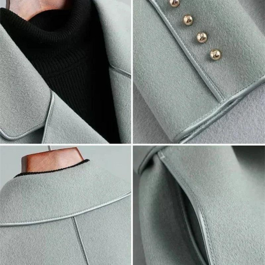 Chic Double-Breasted Trench Coat - Women's Wool Blend Wrap