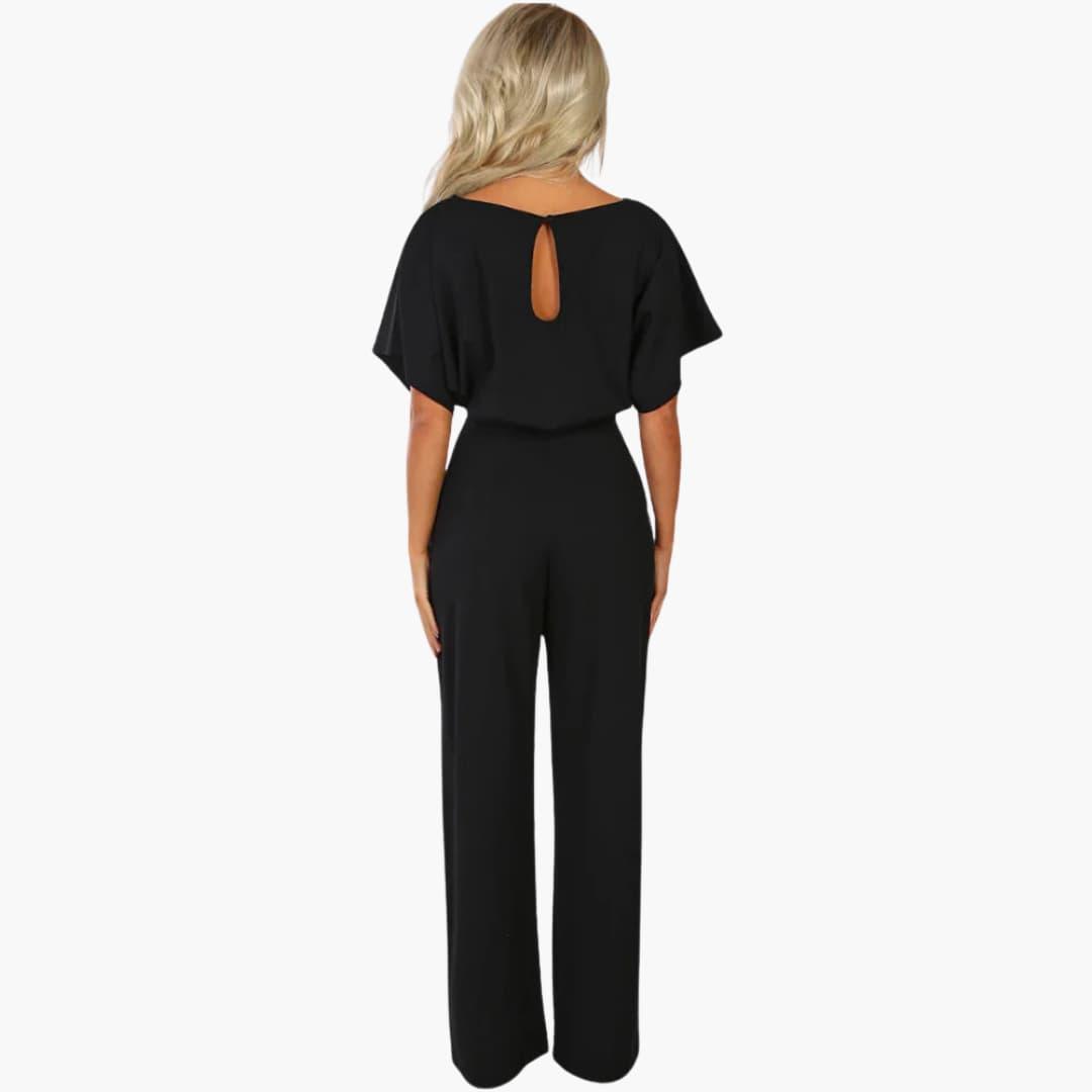 Elegant Wide-Leg Jumpsuit – Women's Belted Formal Wear