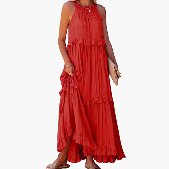 Ruffle Breeze Maxi Dress - Women's Flowy Summer Outfit