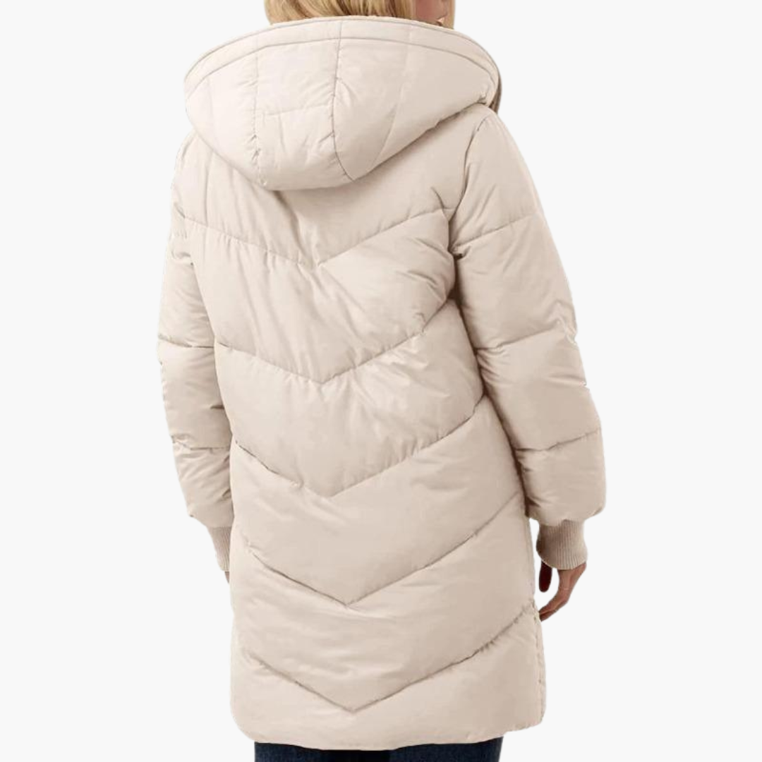 Hooded Puffer Coat - Women's Fleece Lined Winter Jacket