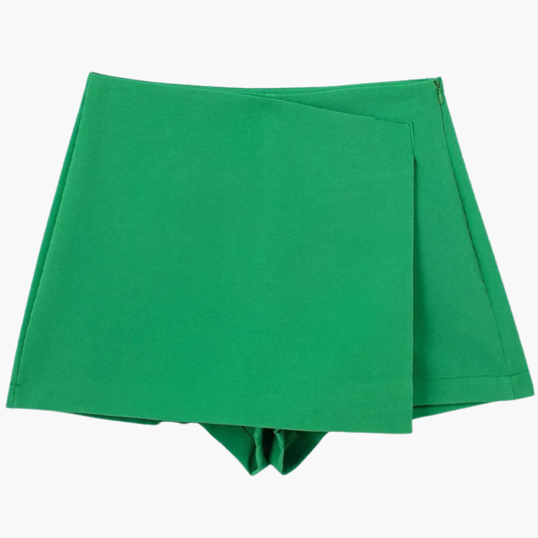 Women's summer skort with pleats and built-in shorts