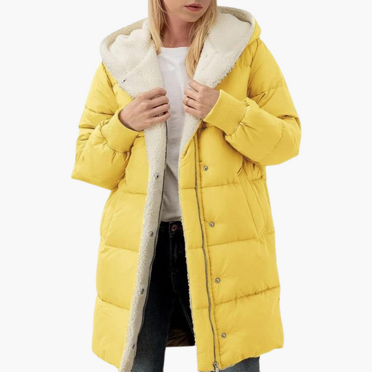 Hooded Puffer Coat - Women's Fleece Lined Winter Jacket