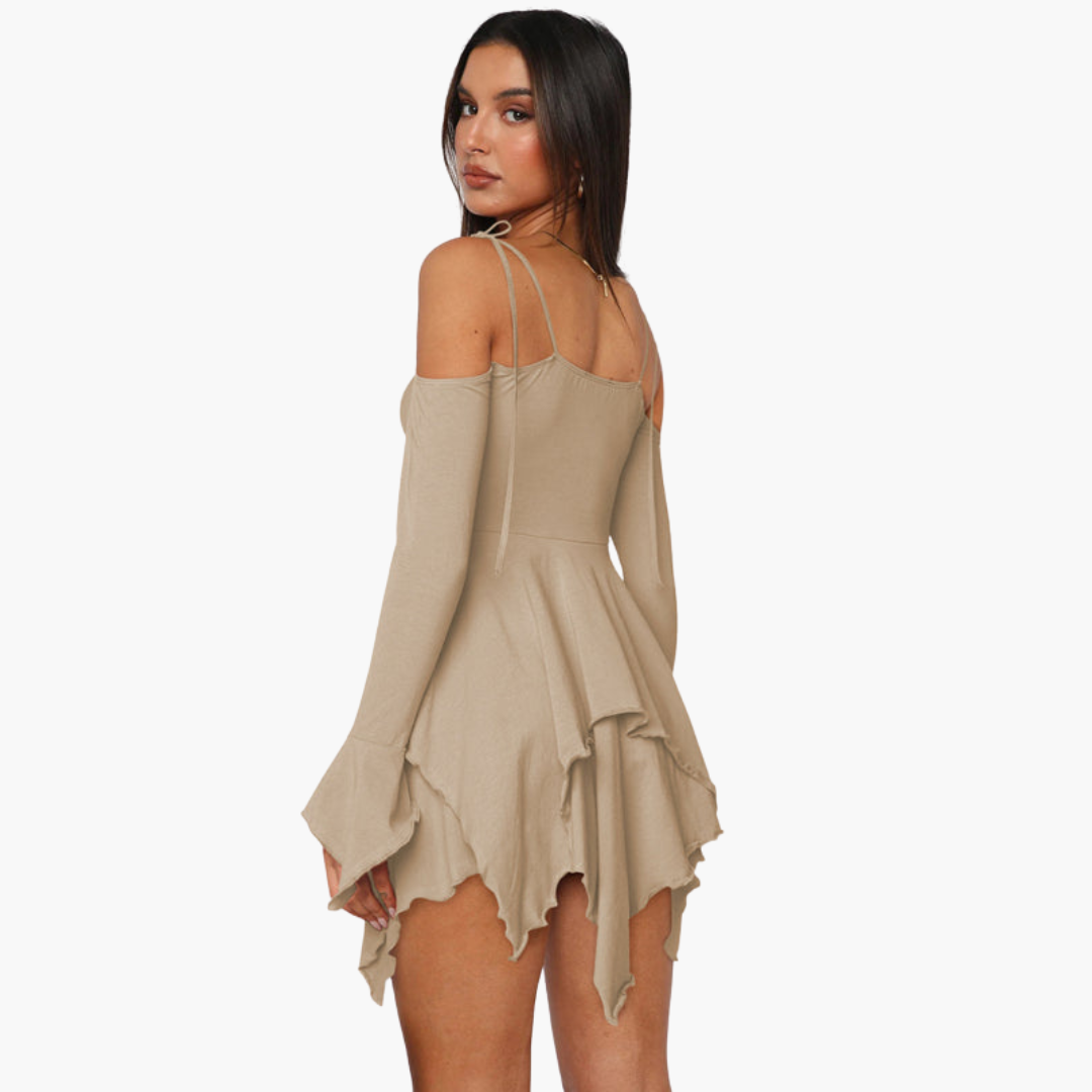 Off-Shoulder Layered Mini Dress - for Women Summer Chic