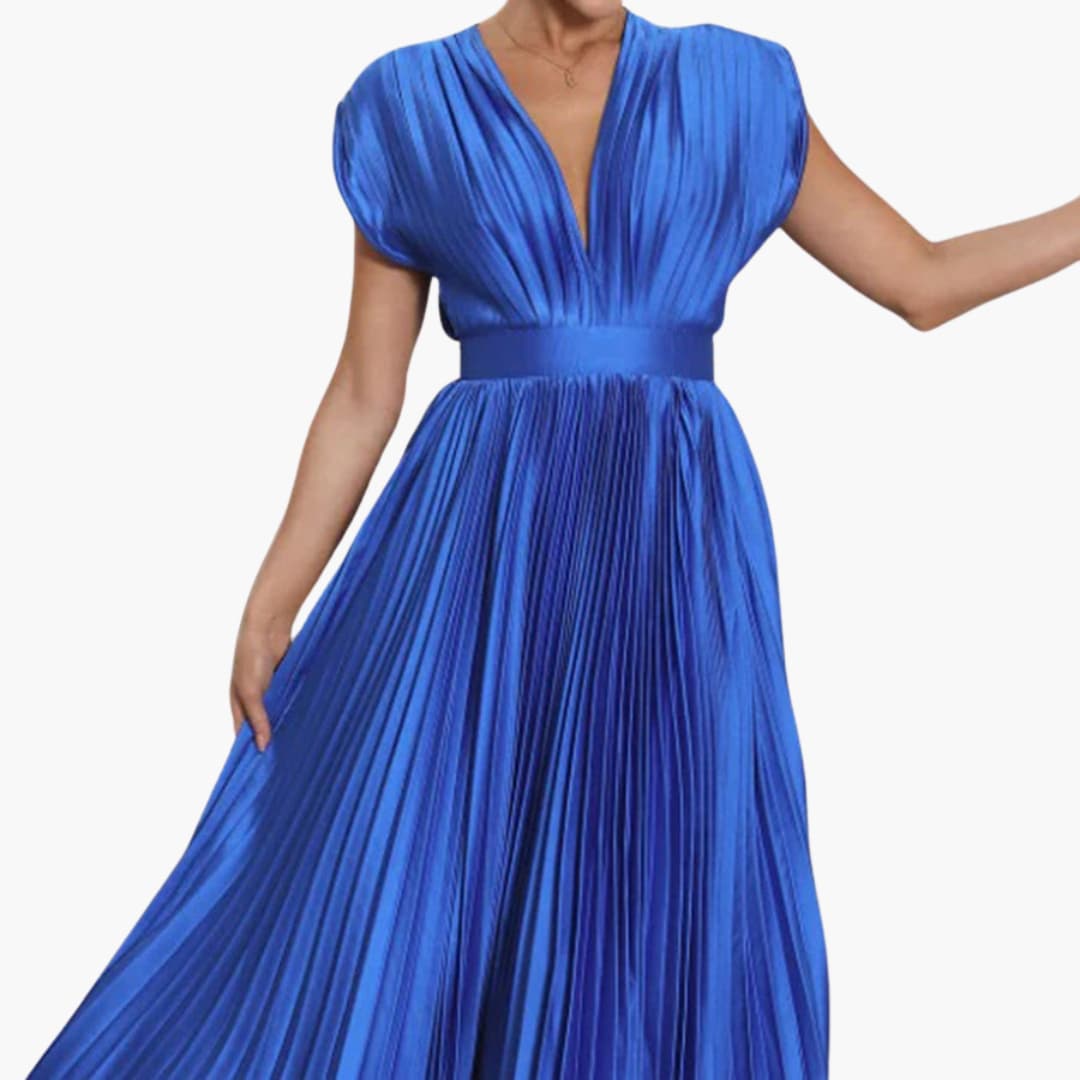 Elegant V-Neck Midi Dress - Perfect for Evening Events