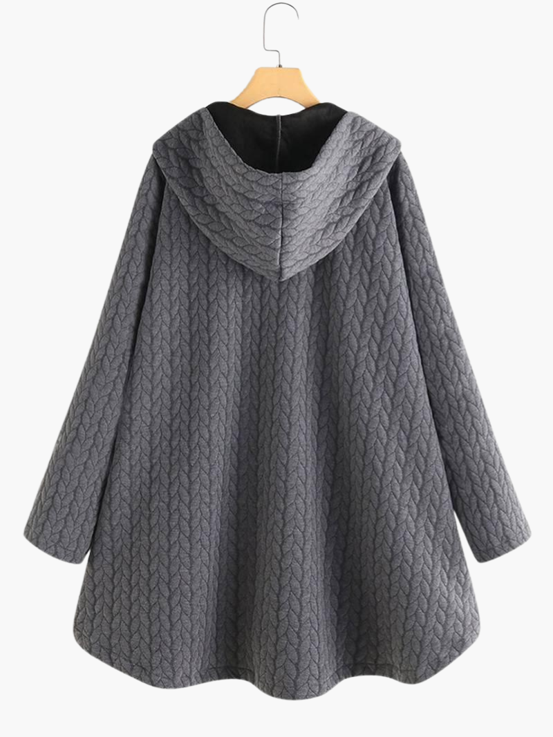 Elegant Hooded Winter Coat for Women - Long & Button-Up