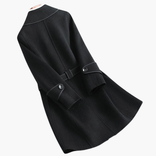 Chic Double-Breasted Trench Coat - Women's Wool Blend Wrap