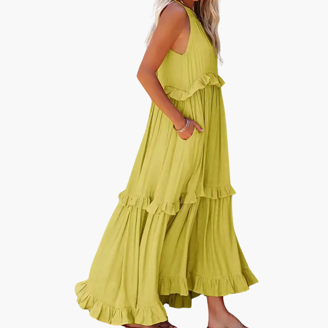 Ruffle Breeze Maxi Dress - Women's Flowy Summer Outfit
