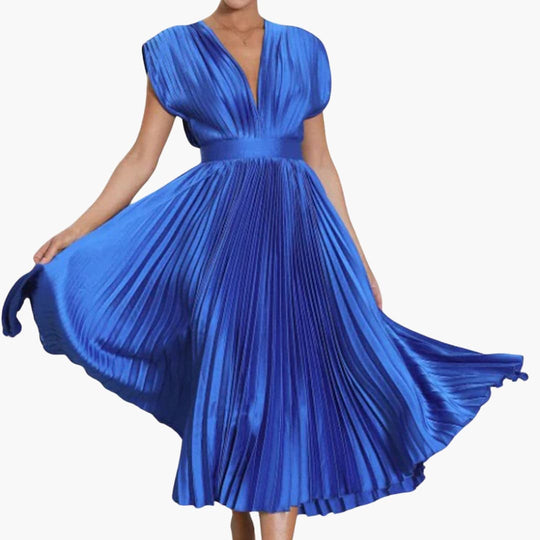 Elegant V-Neck Midi Dress - Perfect for Evening Events