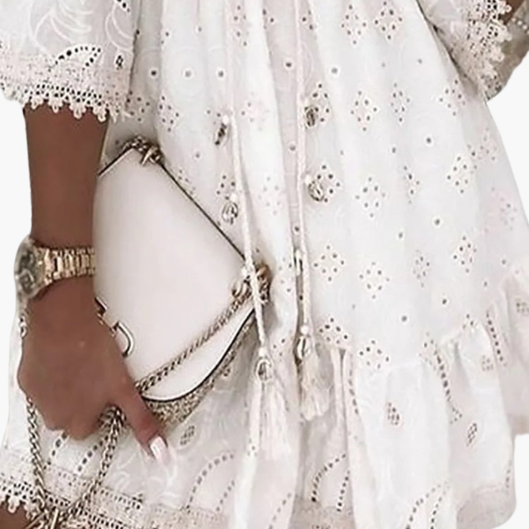 Boho Lace Mini Dress - Women’s Lightweight Summer Outfit
