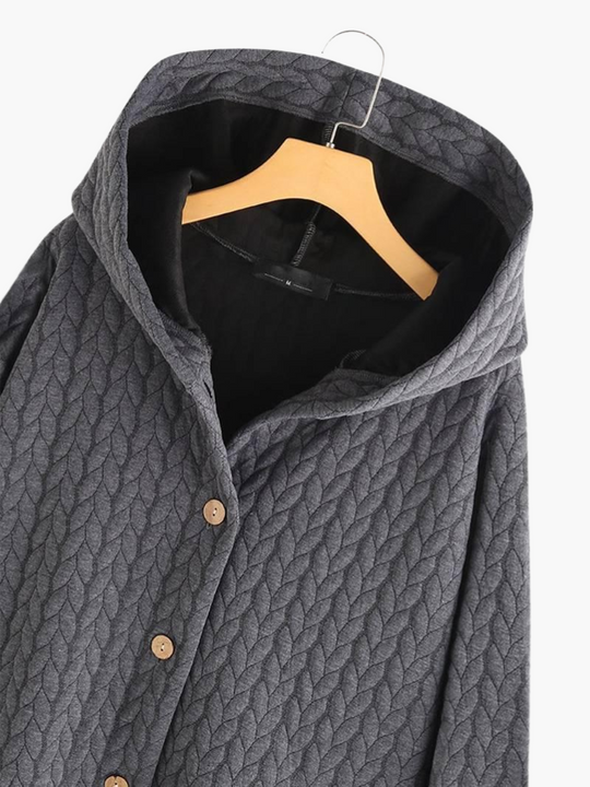 Elegant Hooded Winter Coat for Women - Long & Button-Up