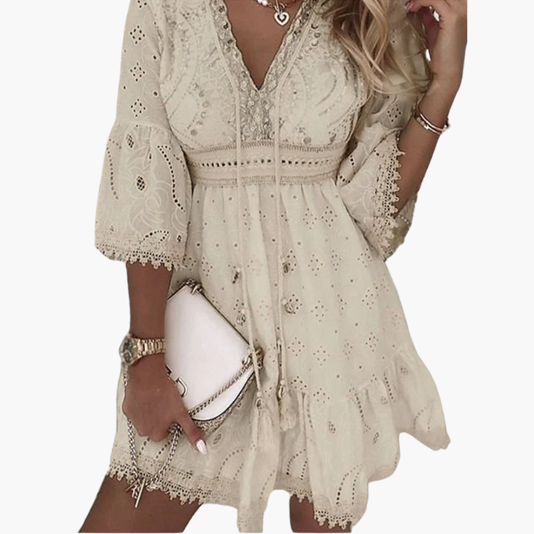 Boho Lace Mini Dress - Women’s Lightweight Summer Outfit