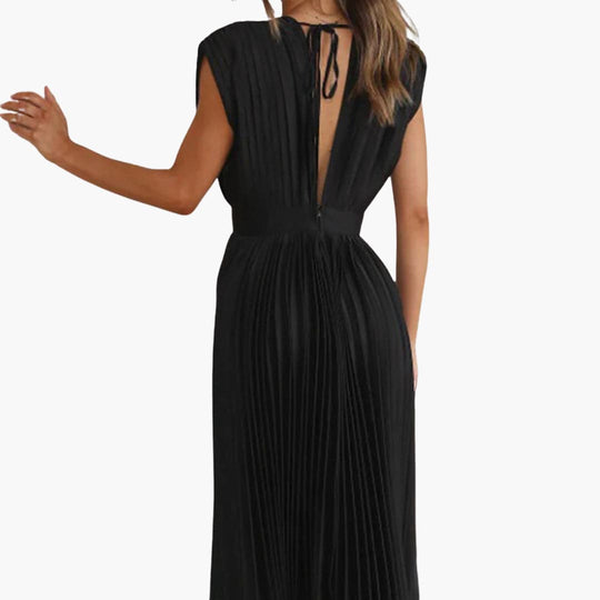 Elegant V-Neck Midi Dress - Perfect for Evening Events