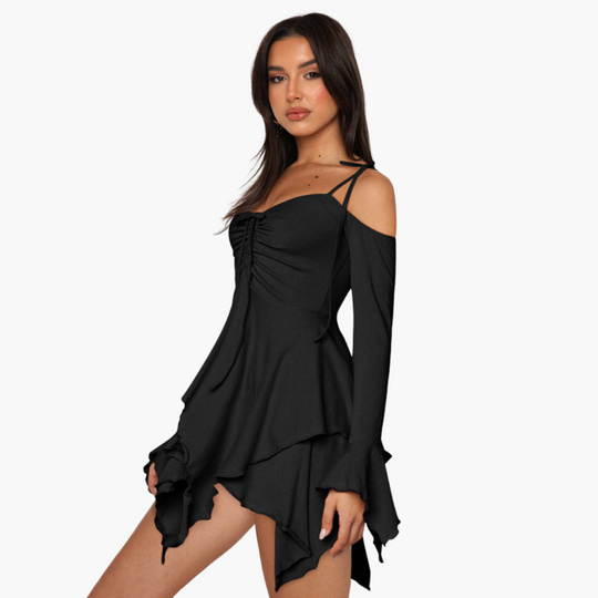 Off-the-Shoulder Layered Mini Dress for Women - Trendy Summer Style