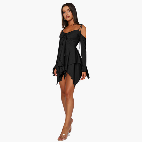 Off-the-Shoulder Layered Mini Dress for Women - Trendy Summer Style