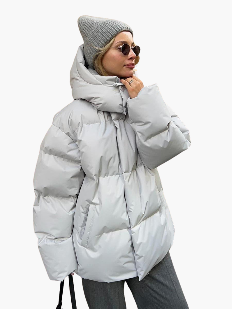 Oversized Puffer Jacket with Hood - Women's Winter Warmth