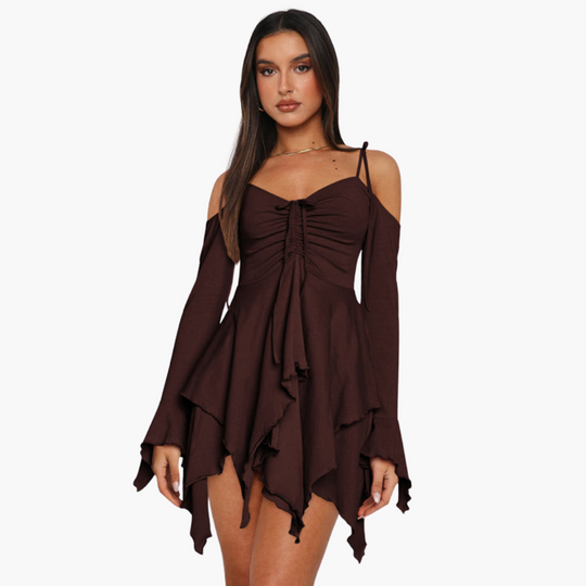 Off-Shoulder Layered Mini Dress - for Women Summer Chic
