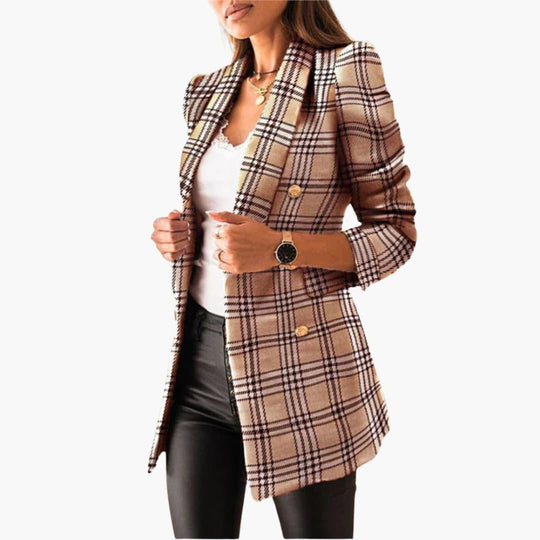 Double-Breasted Tweed Blazer – Women's Tailored Long Fit