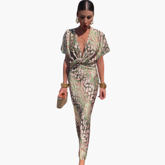 Elegant Silk Dress for Women - Stylish Wrap V-neck Design