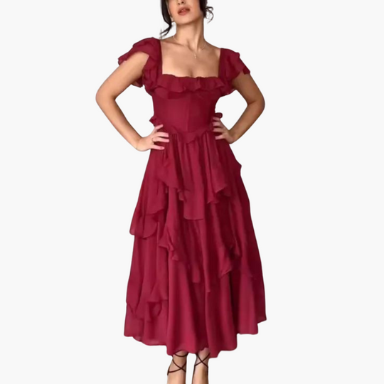 Layered summer dress - elegant design for women with ruffles