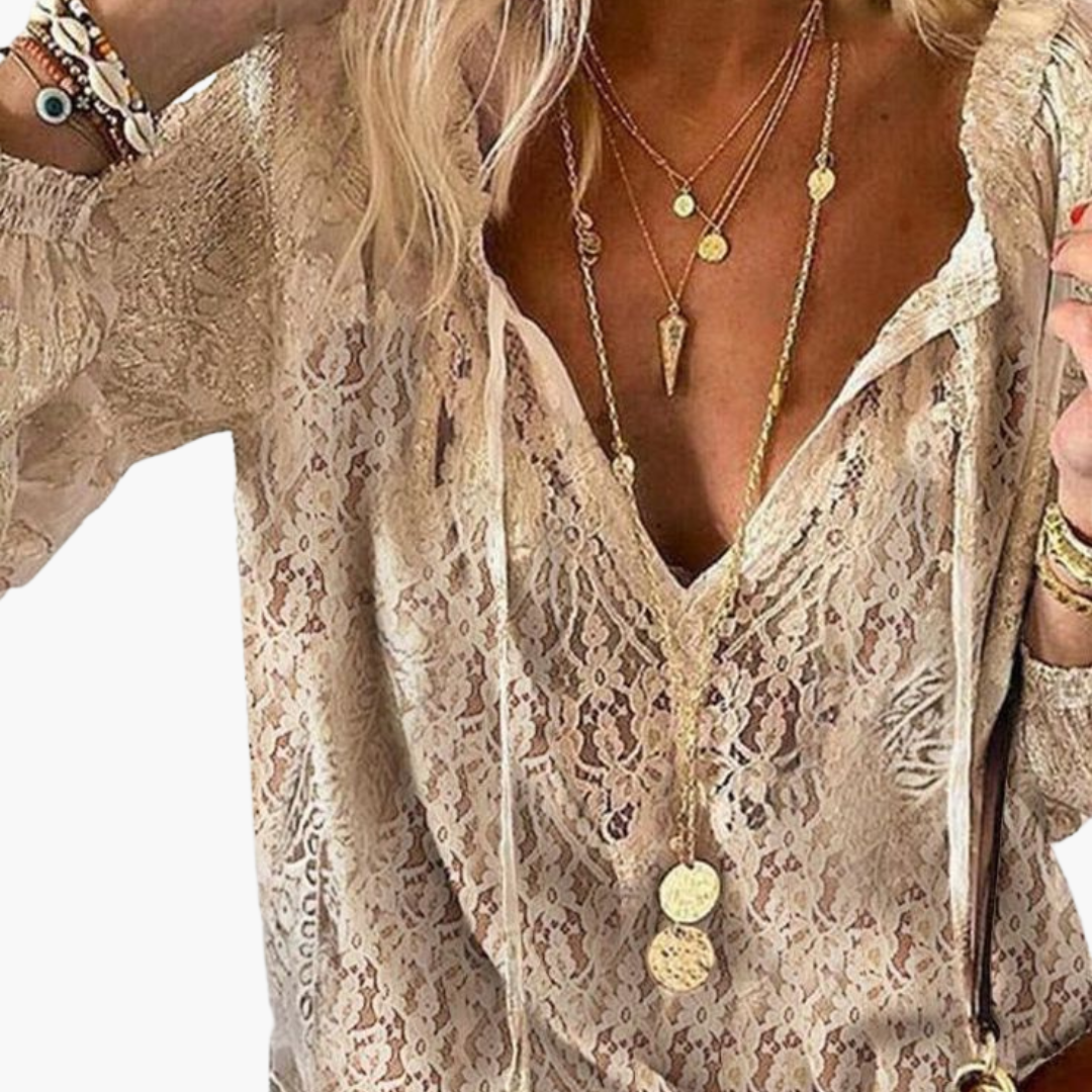 Boho Blouse for Women - Elegant Slit Neckline & Airy Style - IsabellaMae